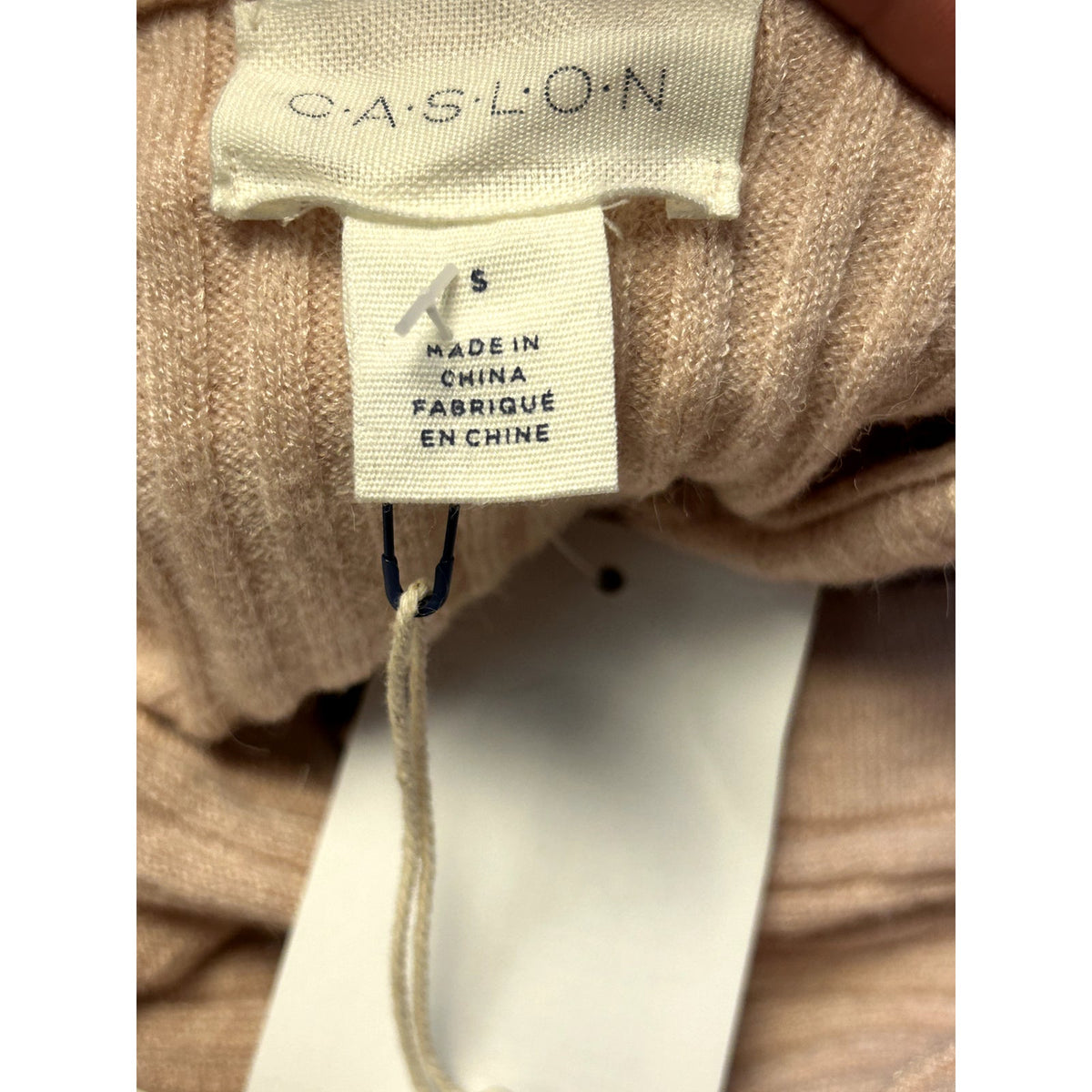 Caslon NWT Hooded Pullover Sweater Pink Peach Long Sleeve Ribbed Knit Size Small