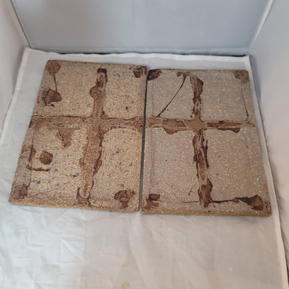 Art Pottery Glaze Couple pair Clay Relief Wall Tile Plaques Male female toasting