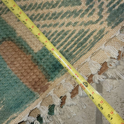 World Market Area Rug 5' x 8'  Jute Blend Green Tan Cream Green Fringe Geometric