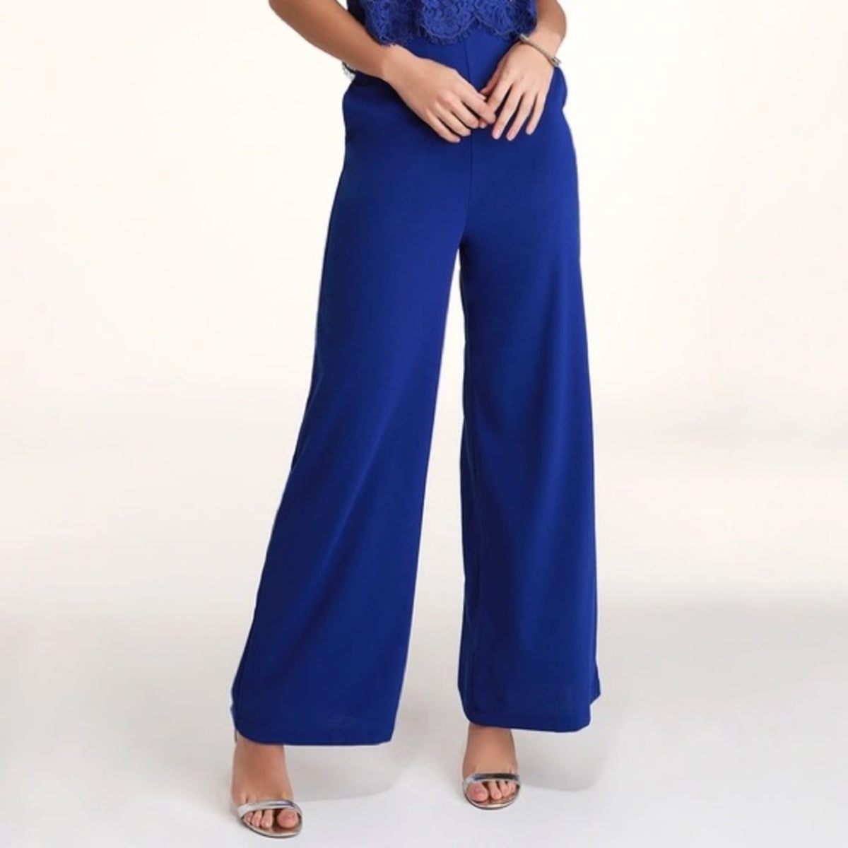 Lulu’s NEW Royal Blue Lace Halter Jumpsuit Size Medium