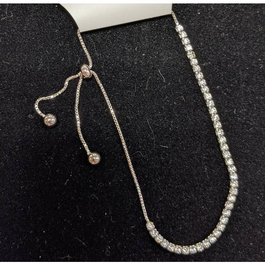 Savvy Cie Jewels Sterling Silver Lariat Tennis Bracelet MISSING ONE STONE Square