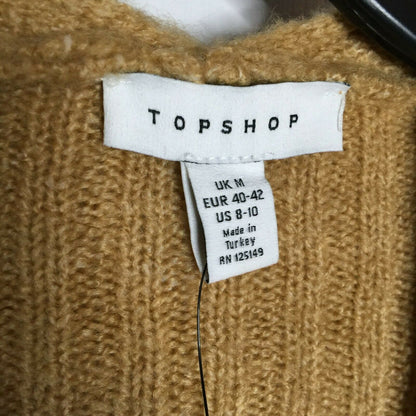 Topshop Open Front Long Cardigan Sweater Long Sleeve Scoop Pockets Size 8-10 NEW