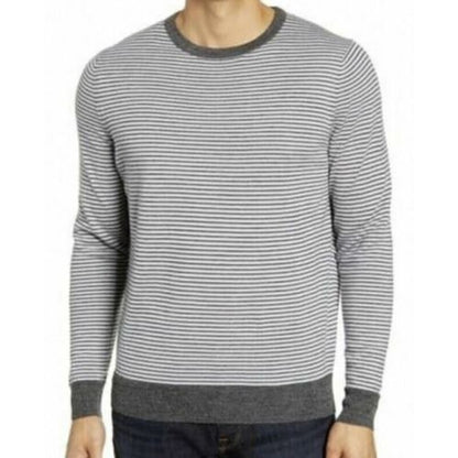 Nordstrom Men's Striped Round Neck Sweater Long Sleeve Heather Gray Size 2XL NWT