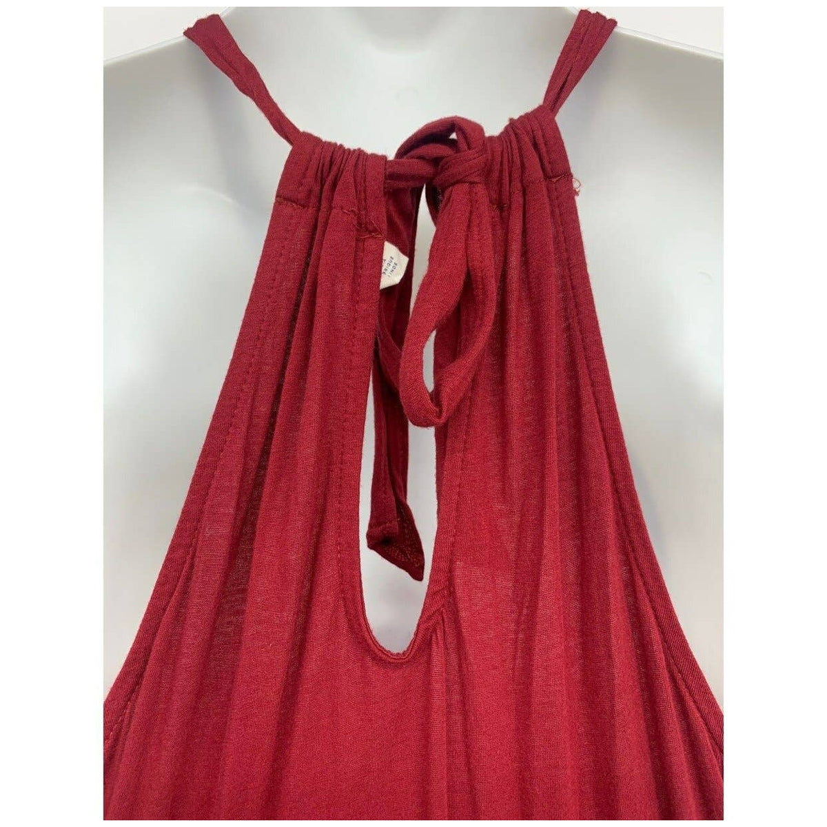 Caslon Halter Tie Back Ruffle Hem Maxi Dress Sz Medium in Red Rhubarb NWT