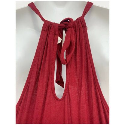 Caslon Halter Tie Back Ruffle Hem Maxi Dress Sz Medium in Red Rhubarb NWT