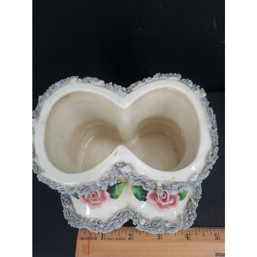 Vintage Reliable Glasware & Pottery Co 1956 Planter Vase Baby Shoes Infant Birth