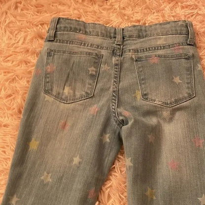 Studio V Vigoss Girls Skinny Jeans Size 12 Light Blue Wash with Pastel Stars NWT