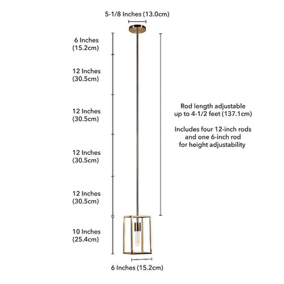 Meyer Cross Adjustable Modern Cuadro 1-Light Brass Pendant Light with No Shade