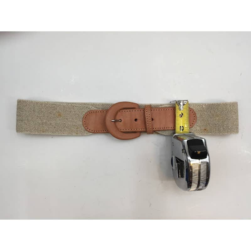 Vintage astor Stretch Belt Tan with Cognac Brown Leather Buckle Medium