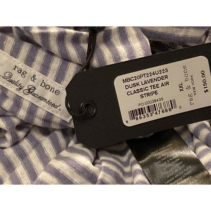 Rag & Bone Linen Blend Round Neck Tunic Top Sz 2XL Dusk Lavender Air Stripe NWT