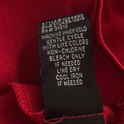 BCX NWT Red Solid Crinkle Satin Flare Sleeve Top Cinched