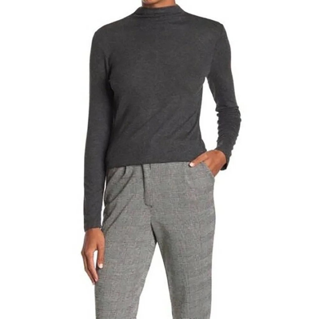 Catherine Malandrino Mock Turtleneck Small Charcoal Heather Gray NEW Silky Soft