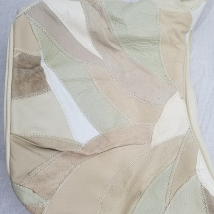 Vintage Cream Brown patchwork leather hobo bag purse handbag