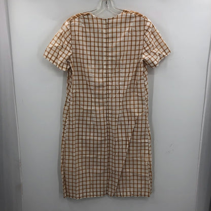 Vintage 1940s dress lightweight summer short sleeve brown Medium/ Large house