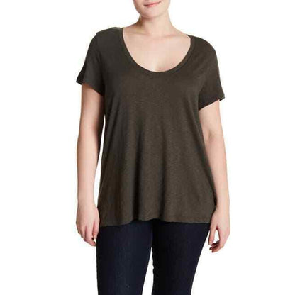 Susina Slub CASUAL NEW T-Shirt Short Sleeve Scoop Neck Grey Beluga XL EXTRALARGE