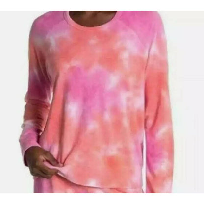 Sundry Womens Sweatshirt Size 3/Large Pink Apricot Tie Dye NEW Raglan Scoop Neck