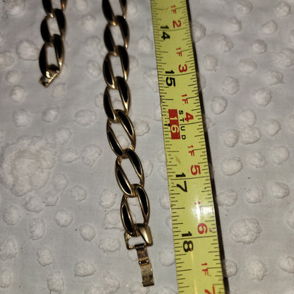 vintage SET Napier Necklace &  bracelet Goldtone Black Chainlink 1980s Fashion