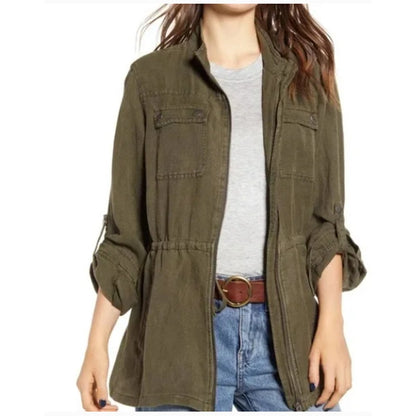 Treasure & Bond Linen Blend Field Jacket Olive Green NWT EXTRA SMALL XS new