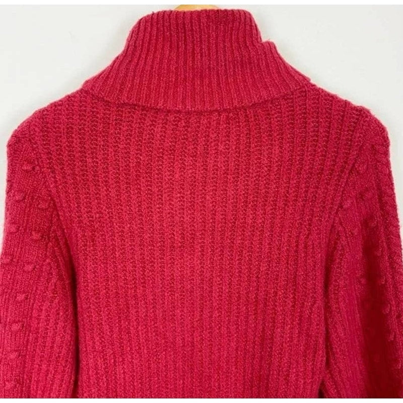 Rachel Parcell Red Scooter size Large NEW Cable and Bobble Turtleneck Sweater