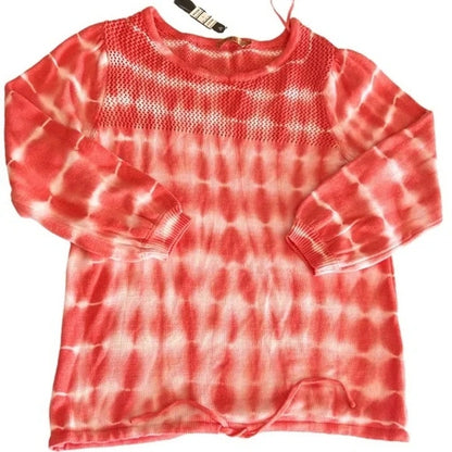 Belldini Tie Dyed Open Weave Pullover Sweater Top Size Small Terra Cotta NWT