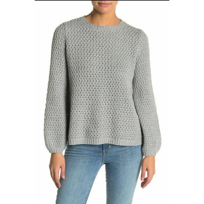 14th & Union Grey Heather Knitted Crew Beck Long Sleeves Sweater Extra SMALL