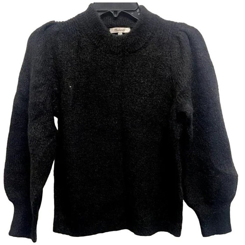 Madewell Eaton Pullover Crew Puff Sleeve Sweater Sz XS/Extra Small in Black NWT
