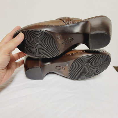 Nuture ABIEE NURTURE leather clogs slide on Womens Size 11 cognac Brown