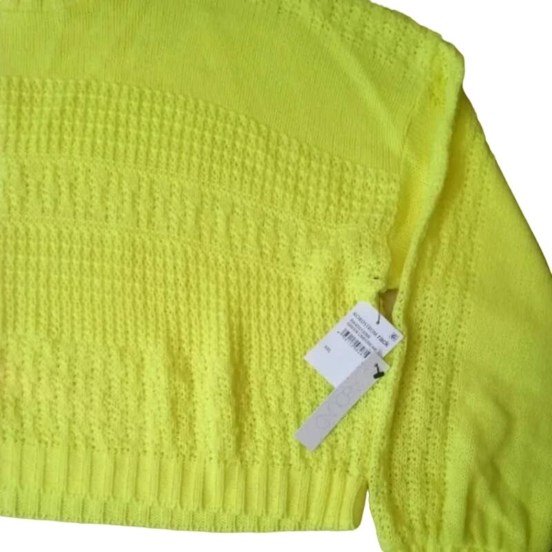 Abound Crop Mock Neck Pullover Sweater Size XXL/2XL in Green Limecream NWT