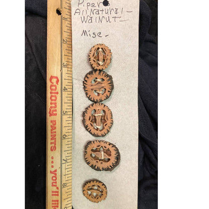 VINTAGE Helen Piper Lot Folk Art Handmade Buttons Pin Necklaces Black Walnut