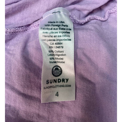 Sundry Women's T-Shirt Top Size 4 XL/Extra Large Lilac Star Print NEW Scoop Neck