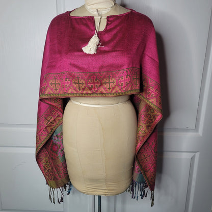 Boho hand-woven Poncho Bohemian Crop top Wrap Western Ethnic Clothing ONE SIZE