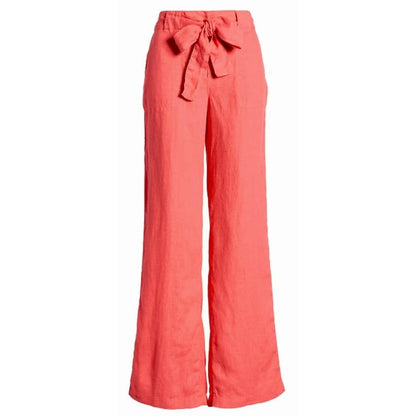 Caslon Linen Pull On Tie Belt Flare Leg Pants Sz Extra Small/XS Red Chateau NWT