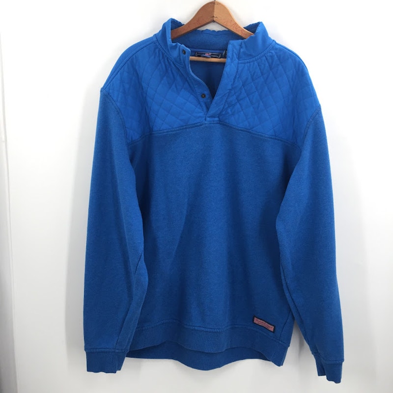 Vineyard Vines Shep & Ian XL Blue long Sleeve Pullover Cotton 1/4 Zip