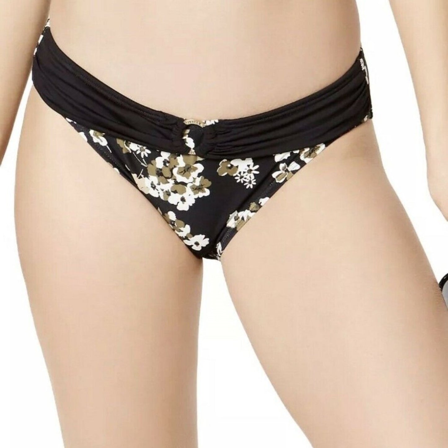 MICHAEL KORS floral Hipster Bikini Bottoms Size medium Black Floral NEW swimsuit