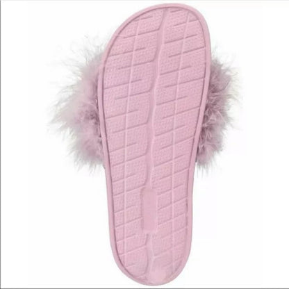 INC NEW Feather Pool Slides Slippers Pink Fluffy XL 11/12 Slides feathers