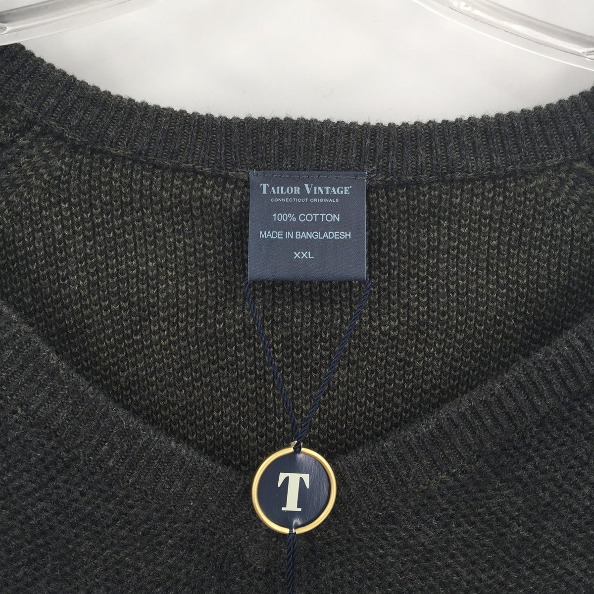 Tailor Vintage Reversible Pullover Sweater V-Neck Long Sleeve Charcoal XX-Large