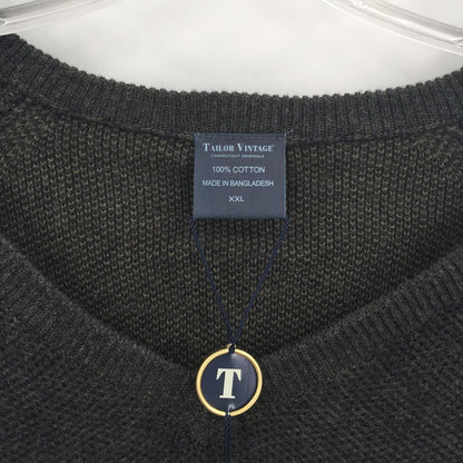 Tailor Vintage Reversible Pullover Sweater V-Neck Long Sleeve Charcoal XX-Large