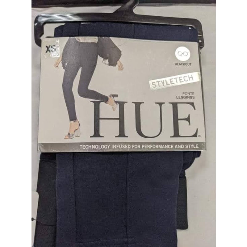 Hue Blackout Opaque Look Tights High Waisted Ponte Leggings Navy Size X-Small