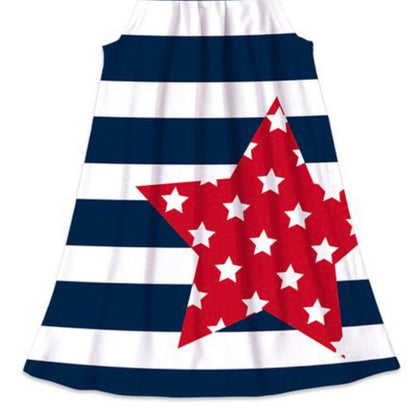 Sunshine Swing Navy Stripe Star Tank Dress Kids Size 10 red white blue patriot