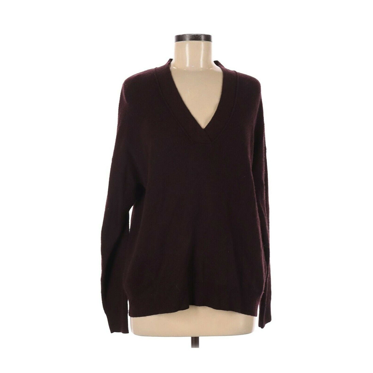 Topshop Pullover Sweater Long Sleeve V-Neck Burgundy Size 4-6 NWT
