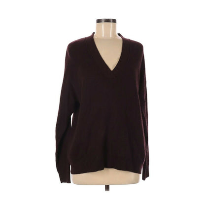 Topshop Pullover Sweater Long Sleeve V-Neck Burgundy Size 4-6 NWT