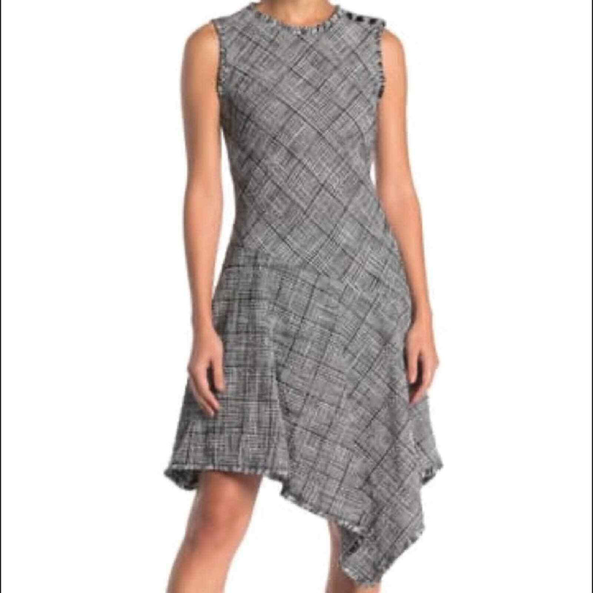 Taylor NEW Asymmetrical Stretch Plaid Print Dress Size 16