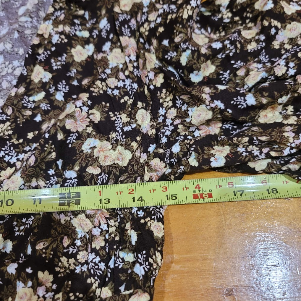 AFRM Ruthie Floral Midi Knit Dress Medium Green NEW Summer Side Slit Flutter