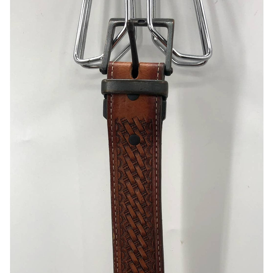 Double S Belt Collection SS Woven Brown Leather Belt 50/125 Big Tall