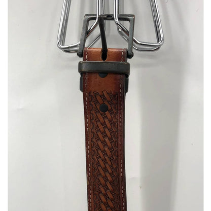 Double S Belt Collection SS Woven Brown Leather Belt 50/125 Big Tall