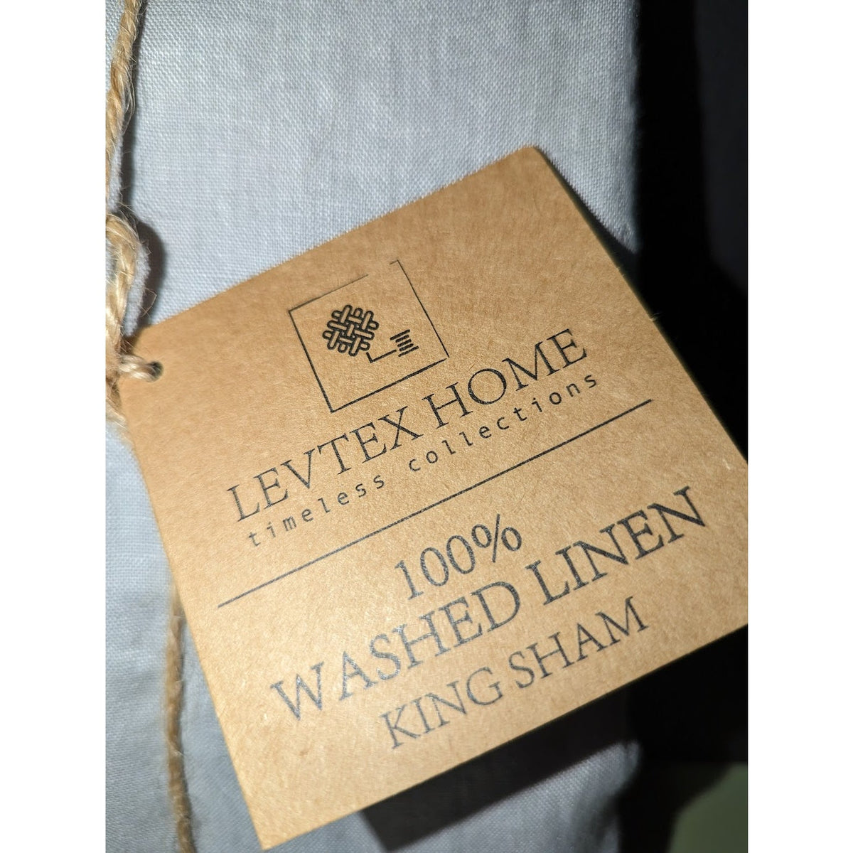 LEVTEX HOME WASHED LINEN NATURAL EUROPEAN Pillow King SHAM WITH FLANGE Grey