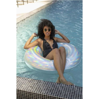 PoolCandy Beach & Pool Holographic Color Shifting Inflatable Tube - 42in