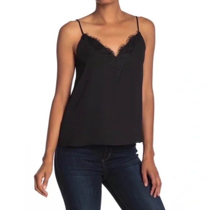 Socialite Lace Trim Camisole Extra Small/XS Black NWT Adjustable Straps Lined