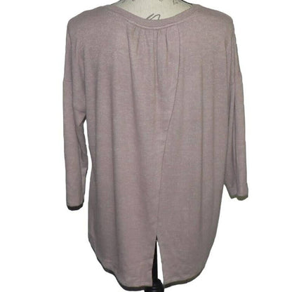 Bobeau Crisscross Split Back 3/4 Sleeve Top Sz XS/Extra Small Adobe Rose NWT