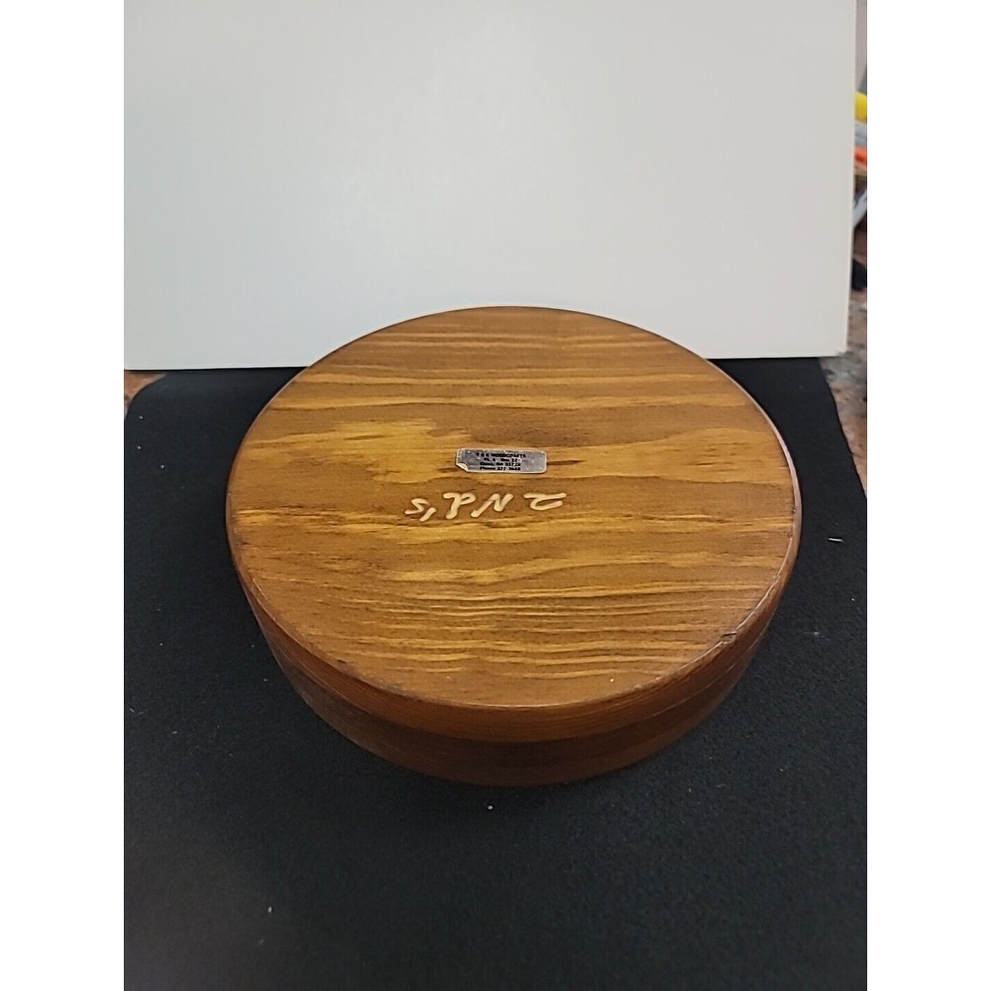 Handmade Turned Wood Turned Bowl With Lid 9" Natural Finish Tobbaco Sewing GA.